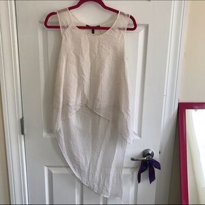 BCBG Asymmetrical High Low White Top